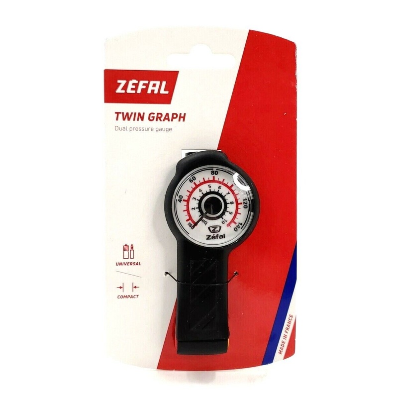 Zefal Twin Graph Tire Pressure Gauge Tool PV/SV 160psi