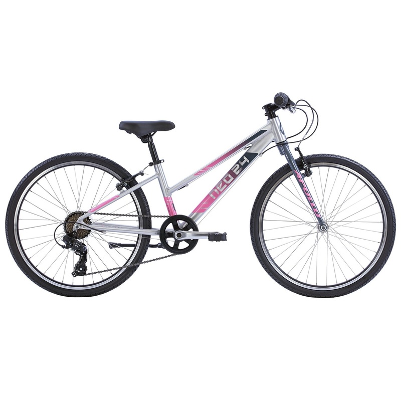 24″ Apollo Neo+ 7 Speed Girls Brushed Alloy/Charcoal/Pink Fade
