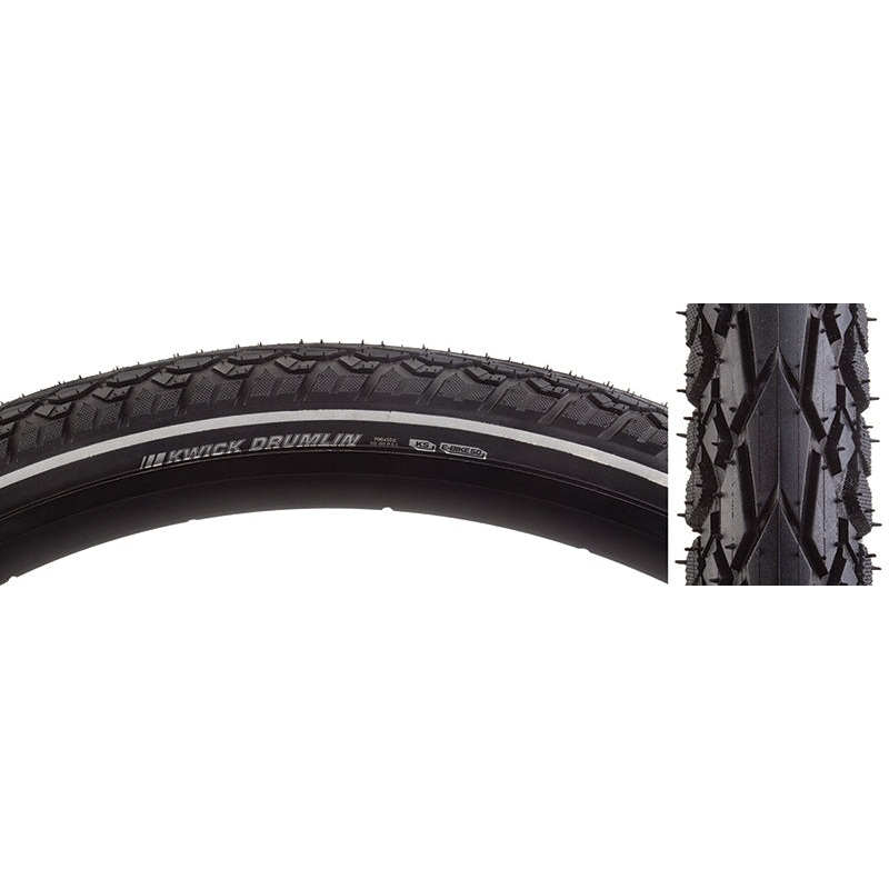 Kenda Kwick Drumlin Tire – 700 x 50 Clincher Wire Black/Reflective 60tpi