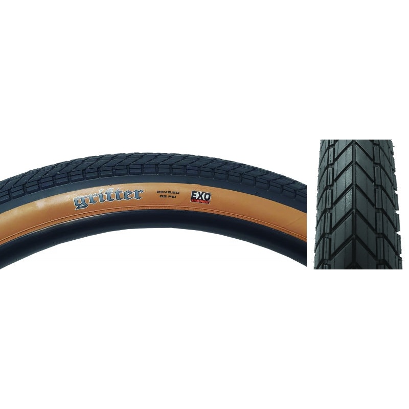 Maxxis Grifter Tire – 29 x 2.5 Clincher Wire Black/Tan EXO