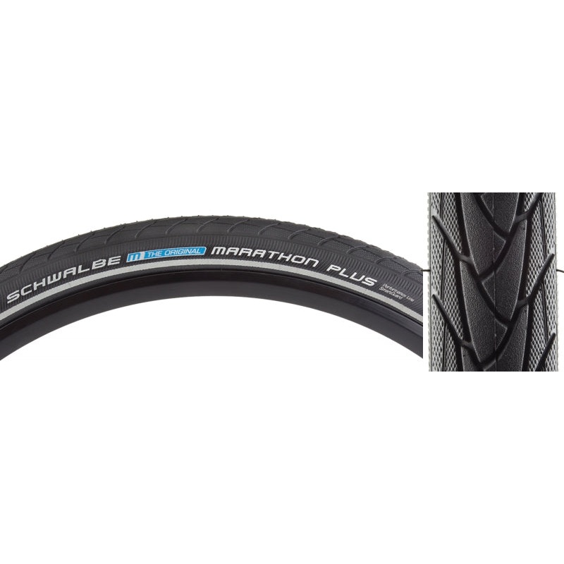 Schwalbe Marathon Plus Tire – 700 x 25 Clincher Wire BLK/Reflective Performance Line