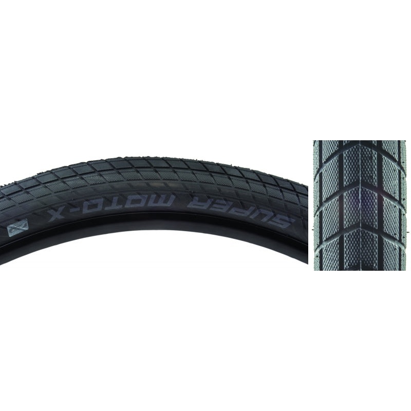 Schwalbe Super Moto-X Tire – 27.5 x 2.4 Clincher Wire BLK Performance Line GreenGuard DoubleDefense