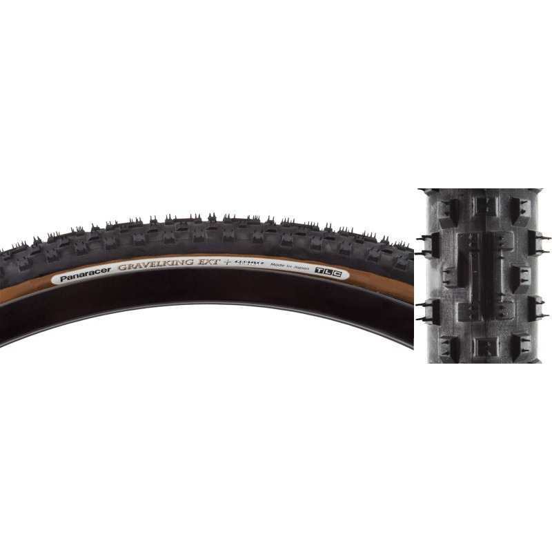 Panaracer GravelKing EXT Plus Tire – 700 x 35 Tubeless Folding BLK/Brown ProTite Protection