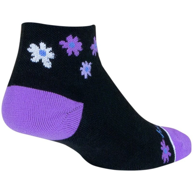 SockGuy Channel Air Daisy Classic Low Socks – 2″ BLK/Purple Womens Small/Medium