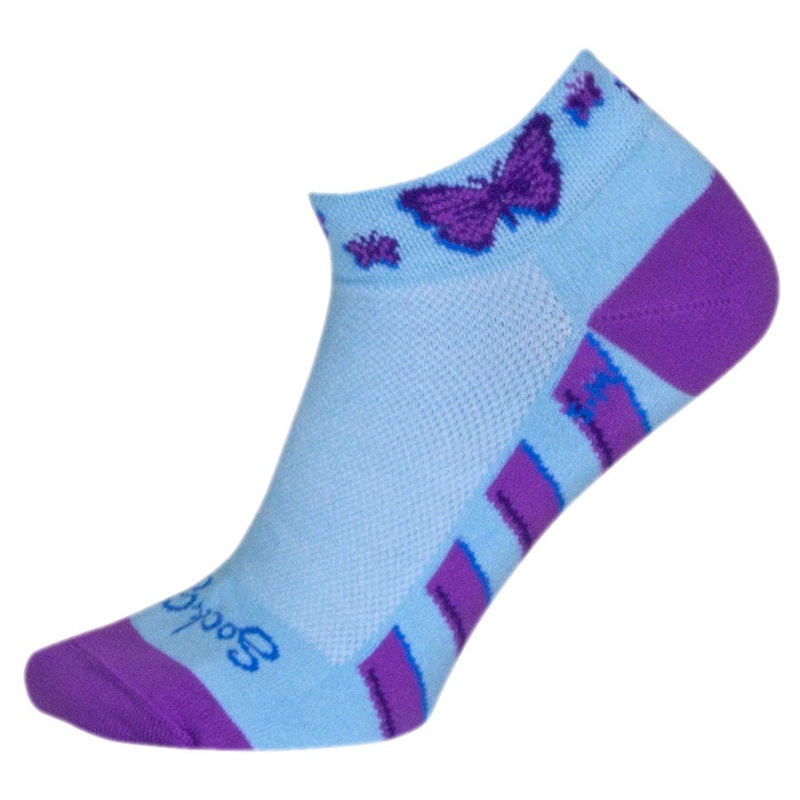 SockGuy Classic Flutterby Socks – 1″ Light Blue Small/Medium