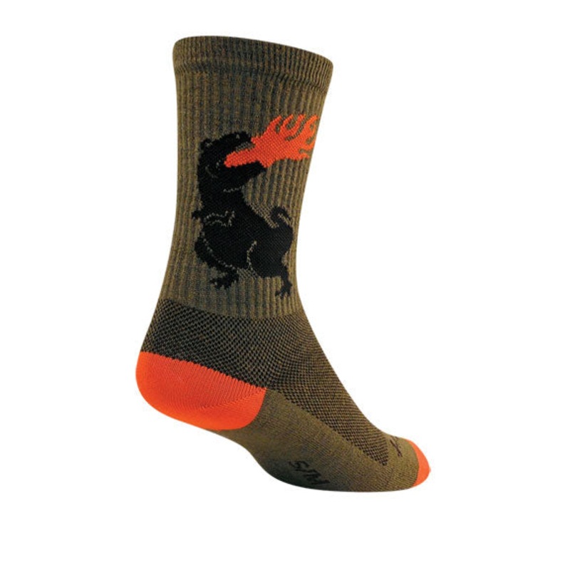 SockGuy Dinosaur Wool Socks – 6″ Green Large/X-Large