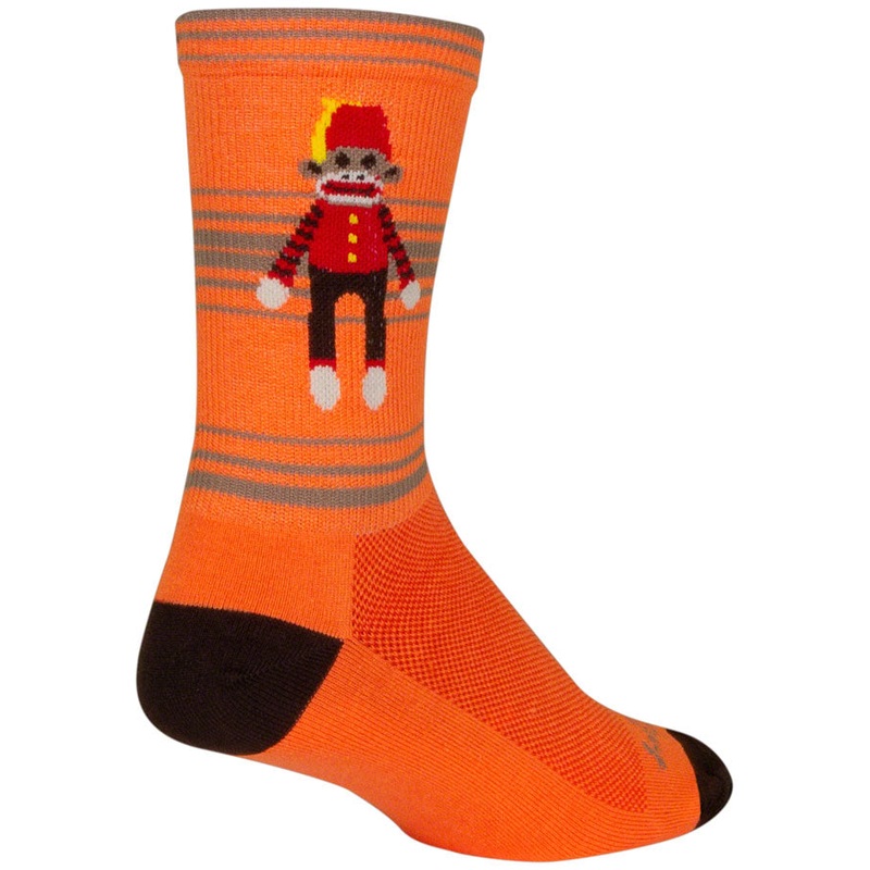 SockGuy Funky Monkey Crew Socks – 6″ Orange/Red/Brown Small/Medium