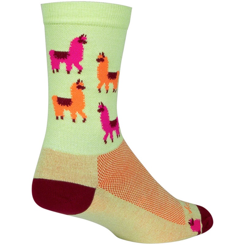 SockGuy Mo Llamas Crew Socks – 6″ Green/Pink/Orange Large/X-Large