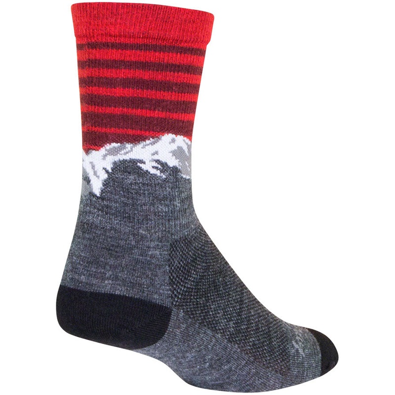SockGuy Summit Wool Socks – 6″ Gray/Red/White Large/X-Large