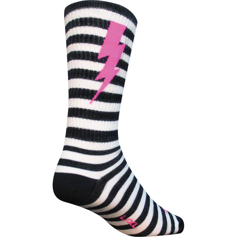 SockGuy Wool Lightning Socks – 8″ Black/White Large/X-Large