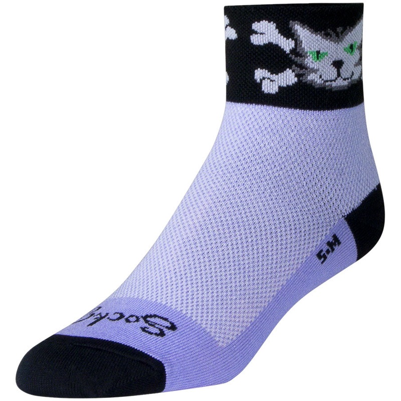 SockGuy Classic Bad Kitty Socks – 2″ Purple Womens Small/Medium