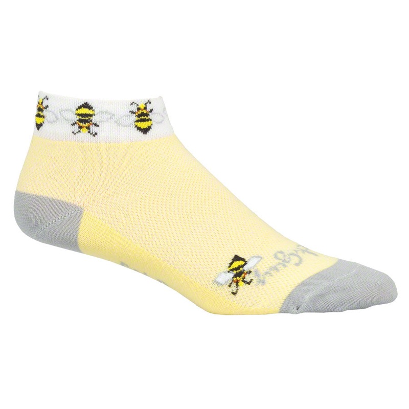 SockGuy Classic Bees Socks – 1″ Yellow Womens Small/Medium