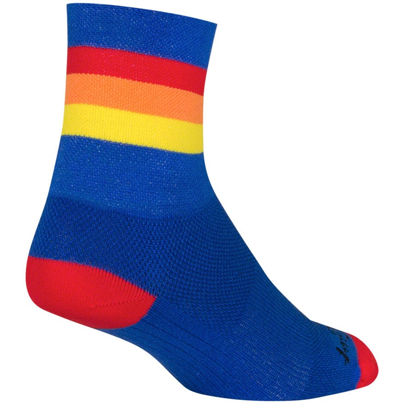 SockGuy Classic Vintage Socks – 4″ Blue/Red/Orange/Yellow Small/Medium