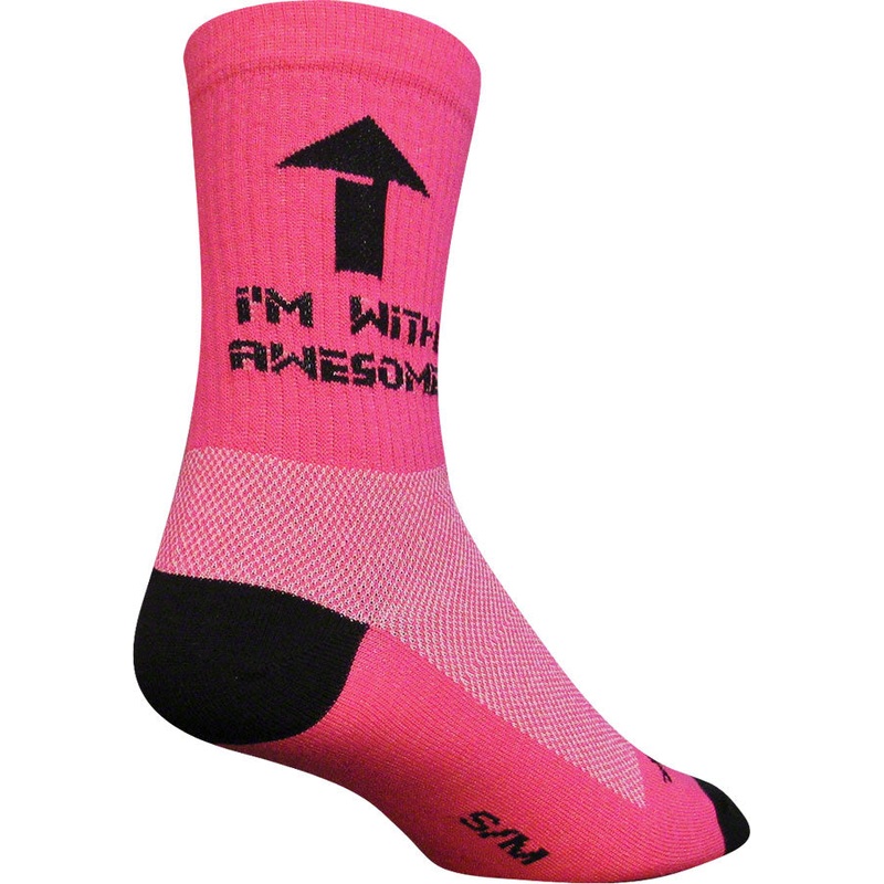 SockGuy Crew Im With Awesome Socks – 6″ Pink Small/Medium