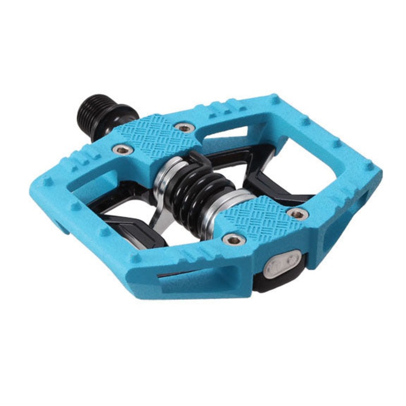 Crankbrothers Double Shot 2 Pedals – Single Side Clipless Platform Aluminum 9/16″ Blue/BLK