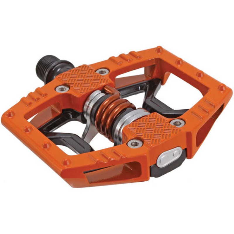 Crankbrothers Double Shot 2 Pedals – Single Side Clipless Platform Aluminum 9/16″ Orange