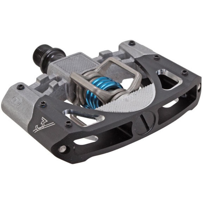 Crankbrothers Mallet 3 Pedals – Dual Sided Clipless Platform Aluminum 9/16″ Raw /BLK/Blue