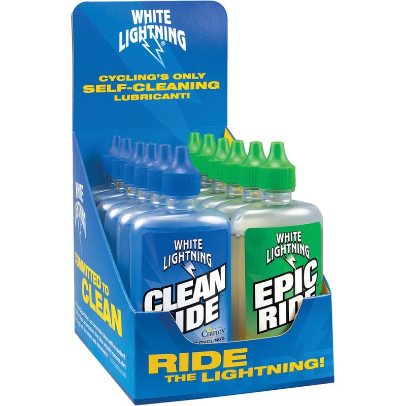 White Lightning Clean Ride Epic Ride Bike Chain Lube – 4oz Drip Box of 12