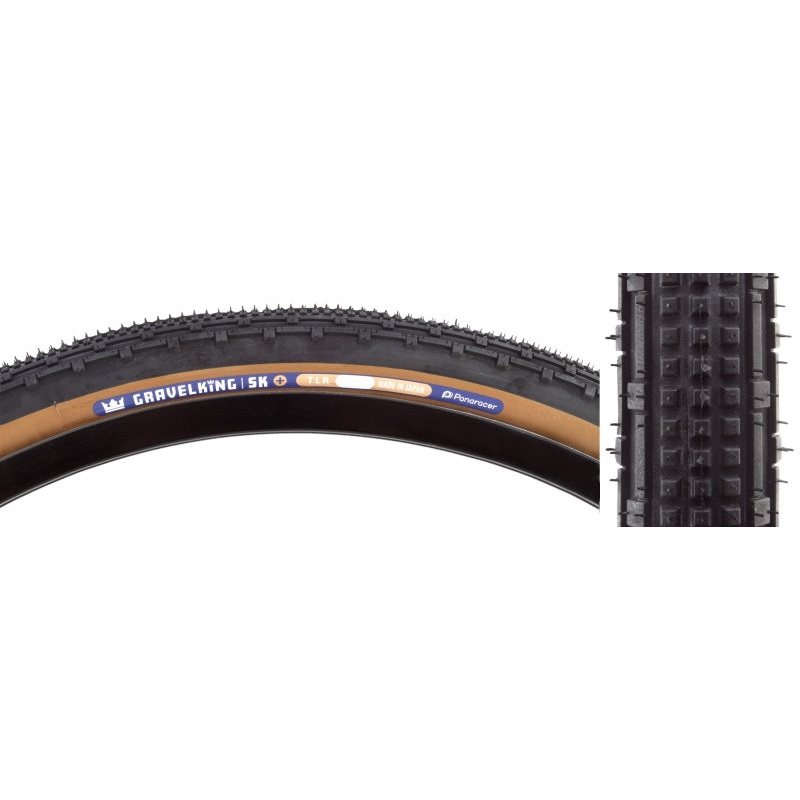 Panaracer GravelKing SK Plus Tire – 26 x 2.10 Tubeless Folding Black/Brown