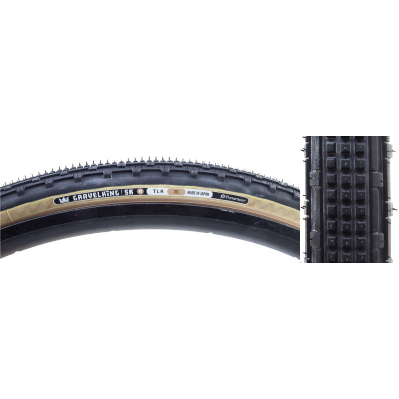 Panaracer GravelKing SK R Tire – 700 x 35 Tubeless Folding Black/Amber