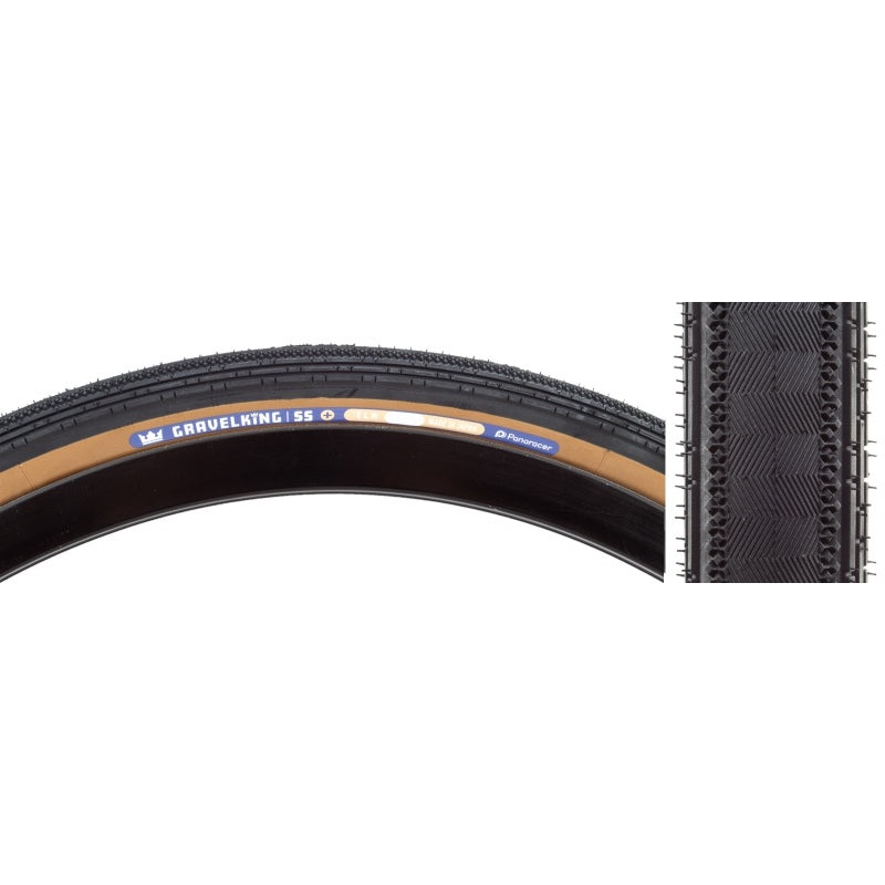 Panaracer GravelKing SS Plus Tire – 700 x 45 Tubeless Folding Black/Brown