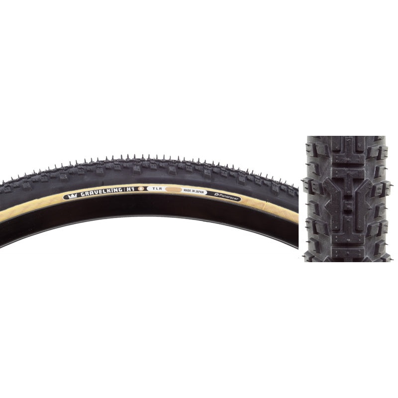 Panaracer GravelKing X1 R Tire – 700 x 45 Tubeless Folding Black/Amber