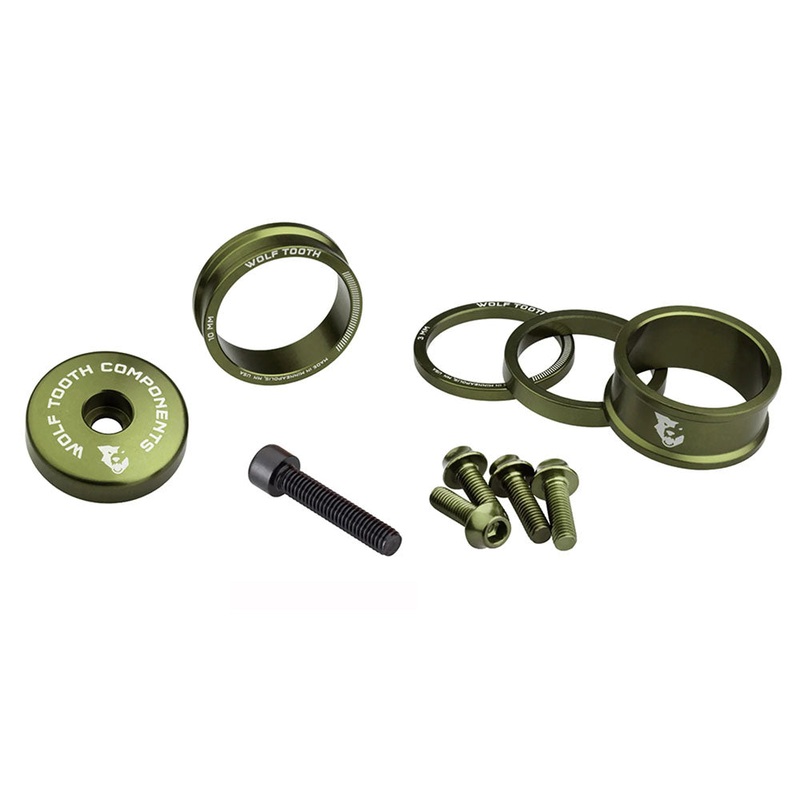Wolf Tooth BlingKit: Headset Spacer Kit 3 510 15mm Olive