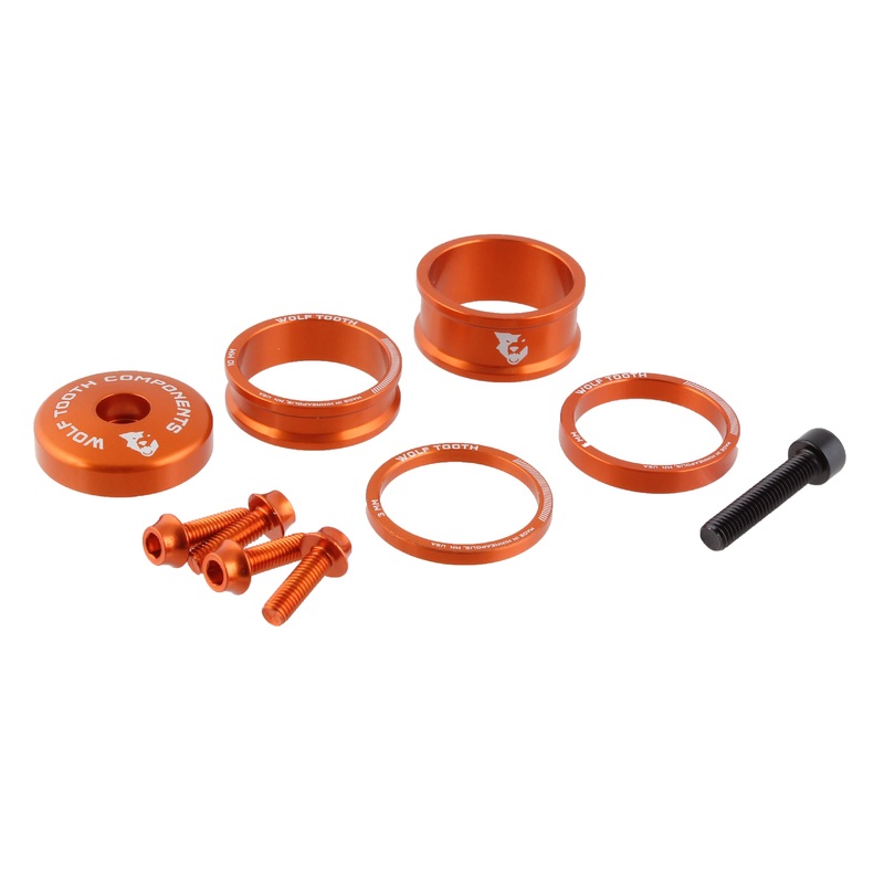 Wolf Tooth BlingKit: Headset Spacer Kit 3 510 15mm Orange