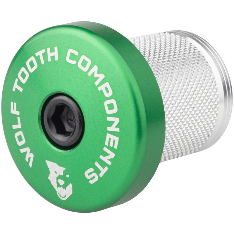 Wolf Tooth Compression Plug with Integrated Spacer Stem Cap Green