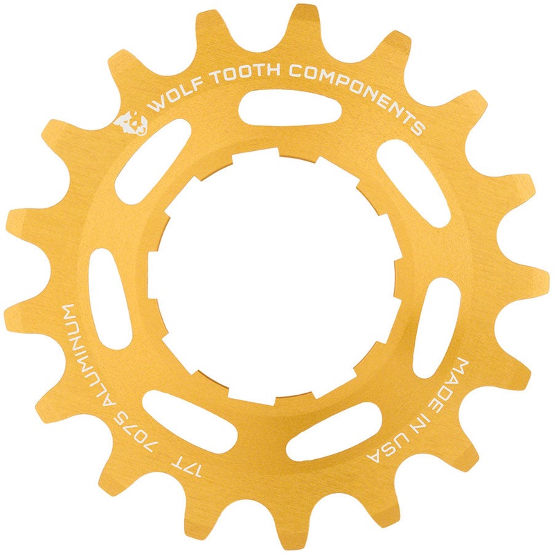 Wolf Tooth Single Speed Aluminum Cog – 17t Compatible with 3/32″ Chains Gold