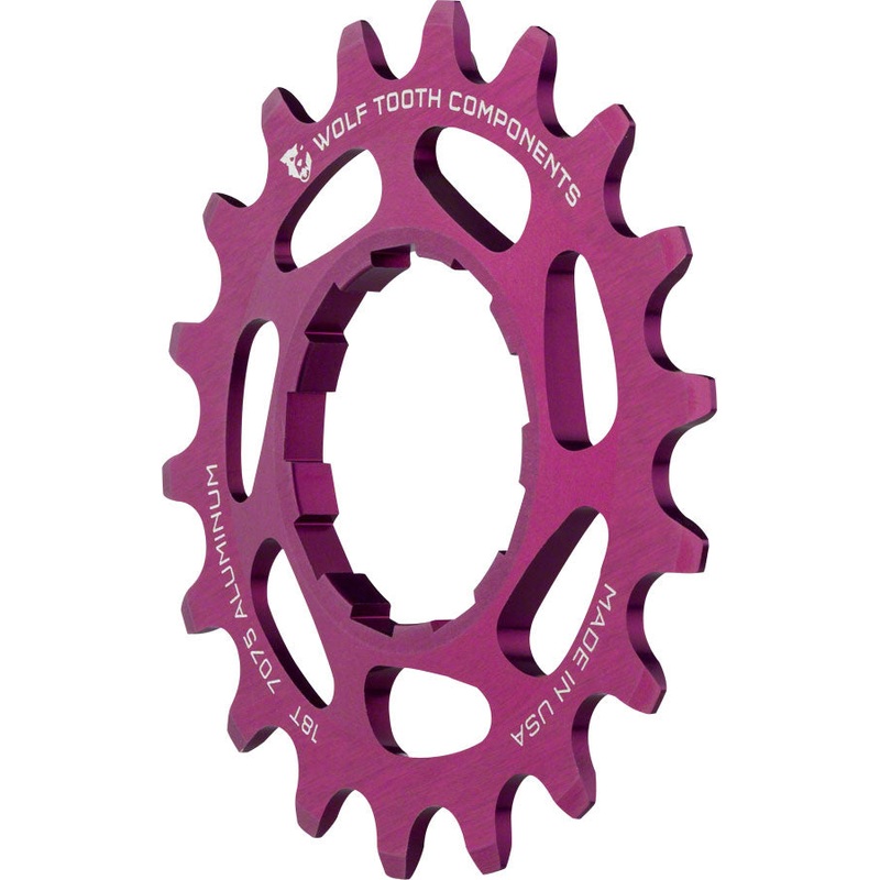 Wolf Tooth Single Speed Aluminum Cog – 18t Compatible 3/32″ Chains Purple