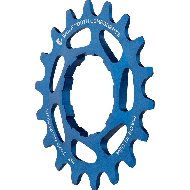 Wolf Tooth Single Speed Aluminum Cog – 18t Compatible with 3/32″ Chains Blue