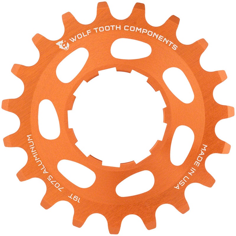 Wolf Tooth Single Speed Aluminum Cog – 19t Compatible 3/32″ Chains Orange