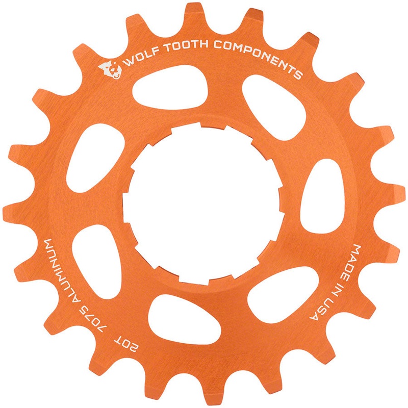 Wolf Tooth Single Speed Aluminum Cog – 20t Compatible 3/32″ Chains Orange