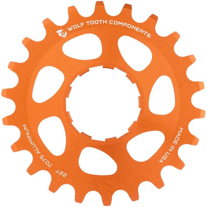 Wolf Tooth Single Speed Aluminum Cog – 22t Compatible 3/32″ Chains Orange