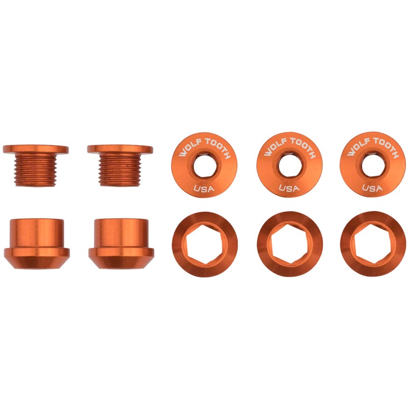 Wolf Tooth 1x Chainring Bolt Set – 6mm Dual Hex Fittings Set/5 Orange
