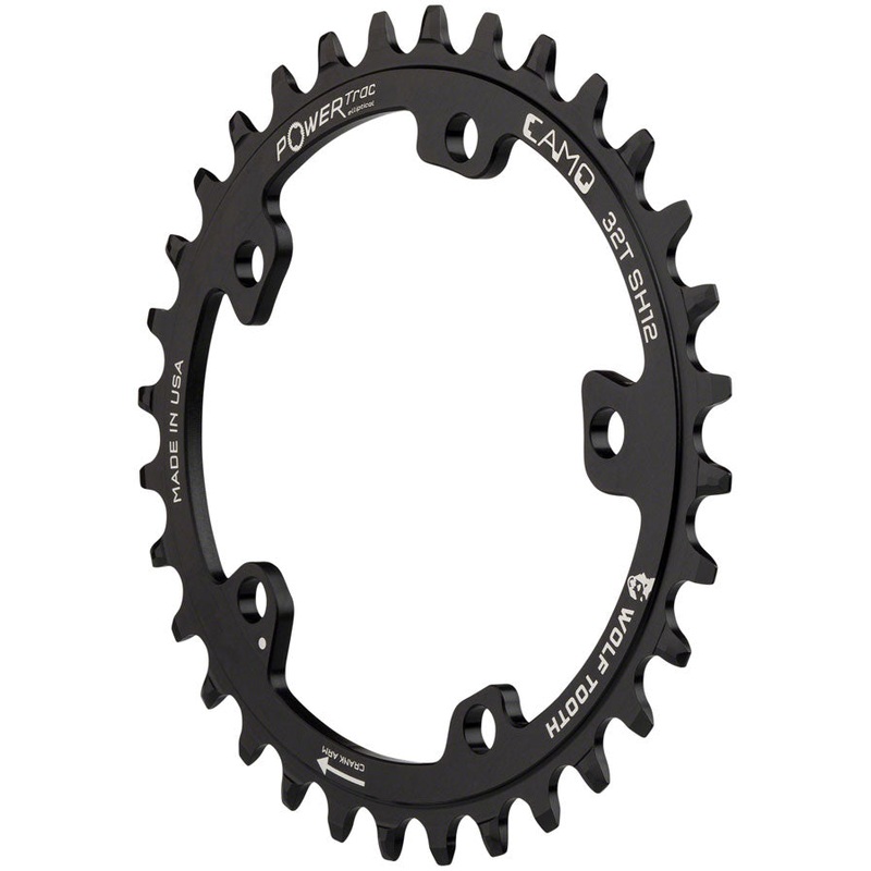 Wolf Tooth CAMO Aluminum Elliptical Chainring – 30t Wolf Tooth CAMO Mount Drop-Stop ST Shimano 12 Speed HG+ BLK