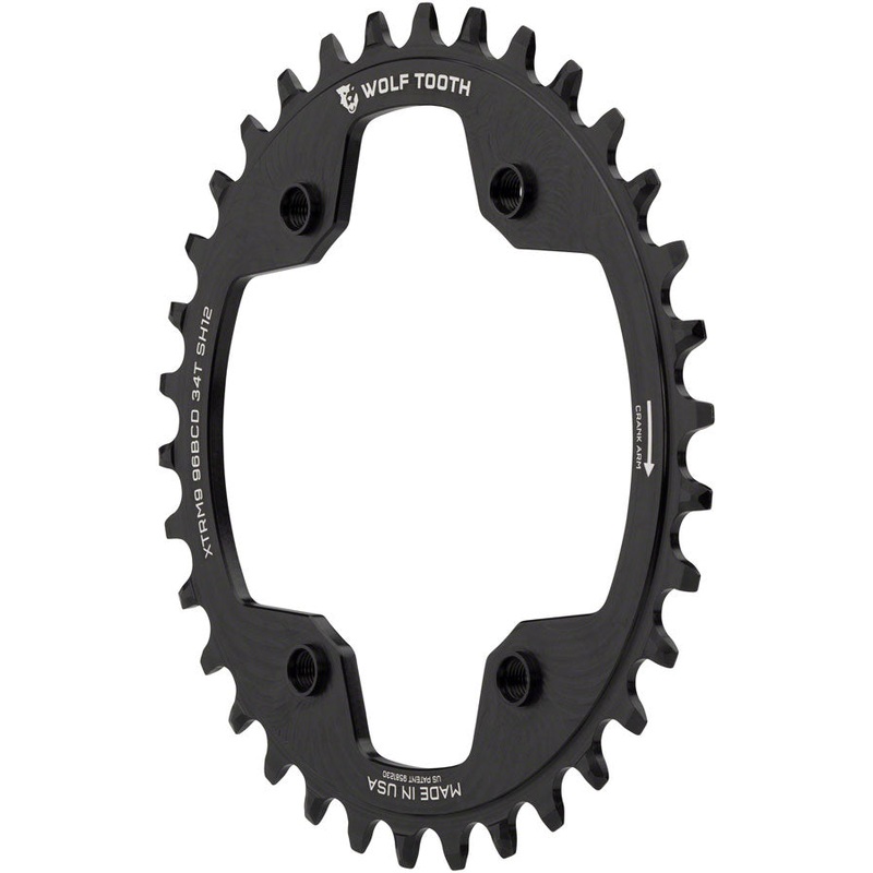Wolf Tooth 96 BCD Chainring – 32t 96 Asymmetric BCD 4-Bolt For Shimano Cranks Use 12-Speed Hyperglide+ Chain BLK