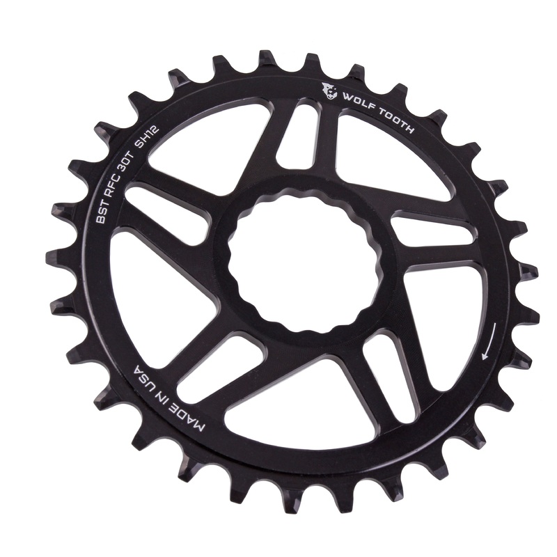 Wolf Tooth Direct Mount Chainring – 30t RaceFace/Easton CINCH Direct Mount Boost 3mm Offset Requires 12-Speed Hyperglide+ Chain BLK