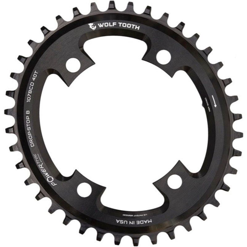 Wolf Tooth Elliptical 107 BCD Chainring – 42t Compatible SRAM 107 BCD Drop-Stop B 4-Bolt BLK