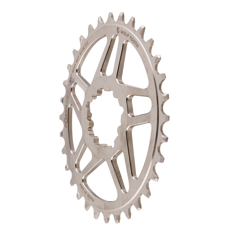 Wolf Tooth Elliptical Direct Mount Chainring – 32t SRAM Direct Mount For SRAM 3-Bolt Boost Cranks Use Hyperglide+ Chain Nickel Plated