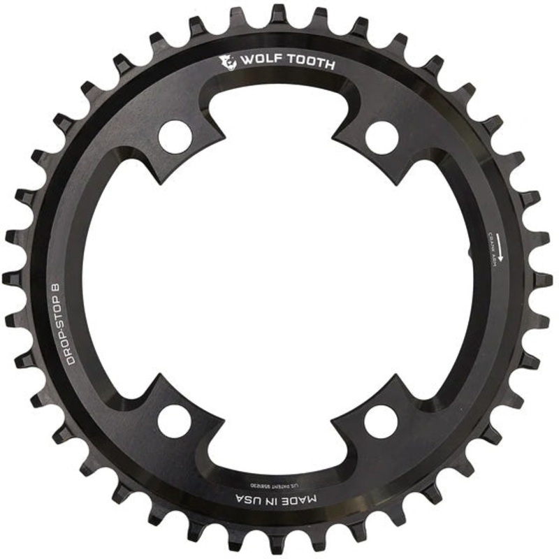 Wolf Tooth 107 BCD Chainring – 38t Compatible SRAM 107 BCD Drop-Stop B 4-Bolt BLK
