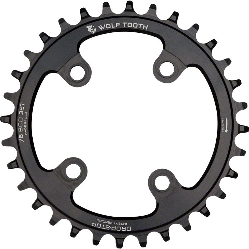 Wolf Tooth 76 BCD Chainring – 30t 76 BCD 4-Bolt Drop-Stop Compatible SRAM 76 BCD Specialized Stout BLK