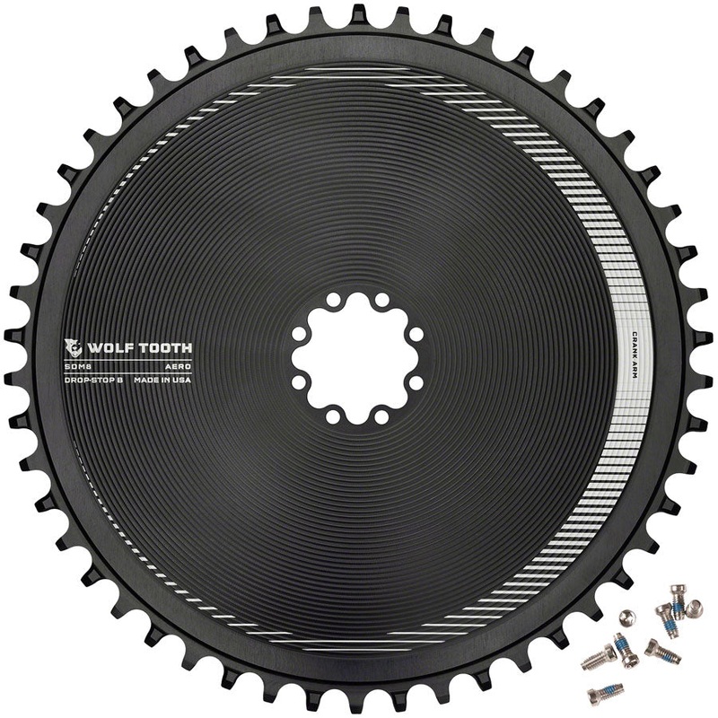 Wolf Tooth Aero Direct Mount Chainring – 52t Direct Mount SRAM 8-Bolt Drop-Stop B BLK