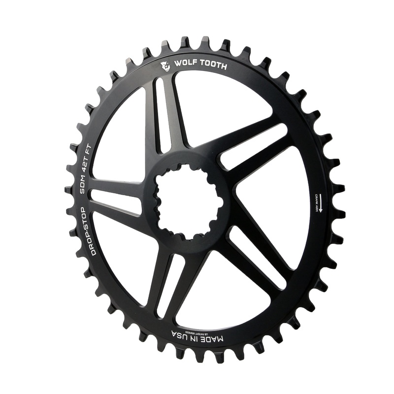 Wolf Tooth Direct Mount Chainring – 42t SRAM Direct Mount For SRAM 3-Bolt 6mm Offset Drop-Stop B Flattop Compatible BLK