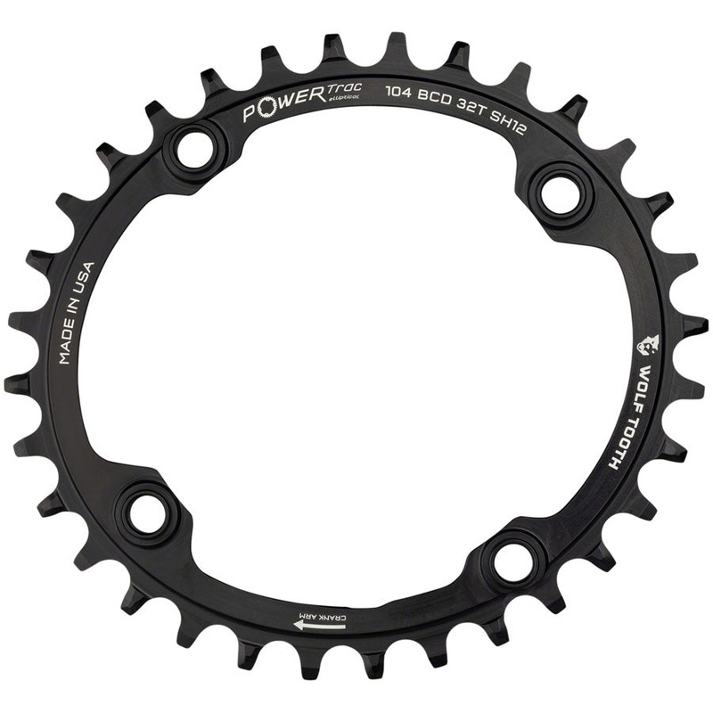 Wolf Tooth Elliptical 104 BCD Chainring – 34t 104 BCD 4-Bolt Requires Shimano 12-Speed Hyperglide+ Chain BLK