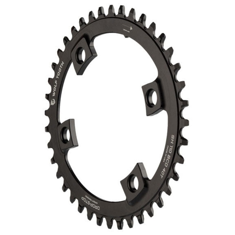 Wolf Tooth Elliptical Shimano 110 Asymmetric BCD Chainring – 40t 110 Asymmetric BCD 4-Bolt Drop-Stop For Shimano Cranks BLK