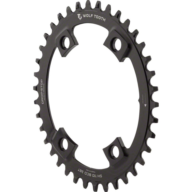 Wolf Tooth Elliptical Shimano 110 Asymmetric BCD Chainring – 42t 110 Asymmetric BCD 4-Bolt Drop-Stop For Shimano Cranks BLK