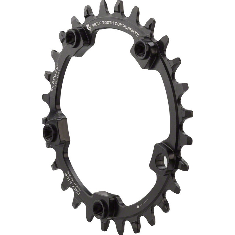 Wolf Tooth 94 BCD Chainring – 28t 94 BCD 5-Bolt Drop-Stop Black