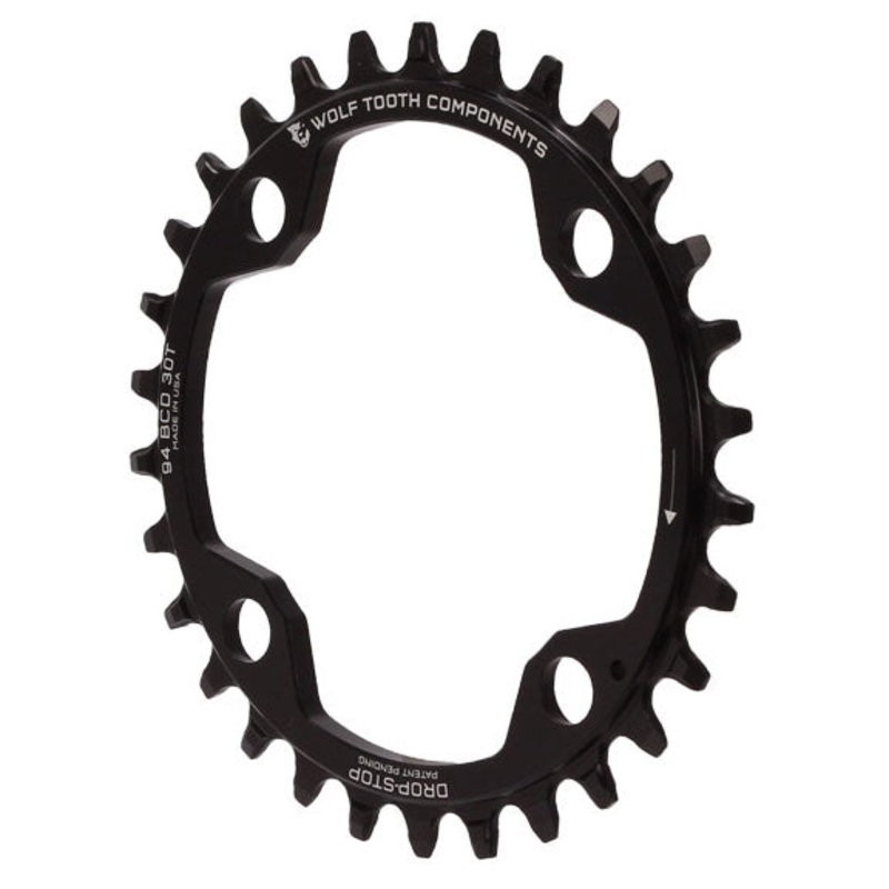 Wolf Tooth 94 BCD Chainring – 30t 94 BCD 4-Bolt Drop-Stop For SRAM Cranks BLK